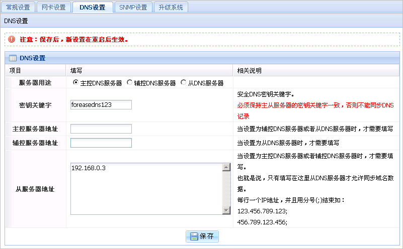 DNS设置界面